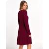 imageANRABESS Womens Long Sleeve 2025 Fall Short Dress Casual Ribbed Knit Crewneck Flowy A Line Mini Sweater Dresses with PocketsBurgundy
