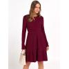 imageANRABESS Womens Long Sleeve 2025 Fall Short Dress Casual Ribbed Knit Crewneck Flowy A Line Mini Sweater Dresses with PocketsBurgundy