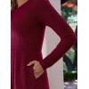 imageANRABESS Womens Long Sleeve 2025 Fall Short Dress Casual Ribbed Knit Crewneck Flowy A Line Mini Sweater Dresses with PocketsBurgundy