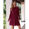 imageANRABESS Womens Long Sleeve 2025 Fall Short Dress Casual Ribbed Knit Crewneck Flowy A Line Mini Sweater Dresses with PocketsBurgundy