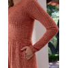 imageANRABESS Womens Long Sleeve 2025 Fall Short Dress Casual Ribbed Knit Crewneck Flowy A Line Mini Sweater Dresses with PocketsBurnt Orange