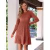 imageANRABESS Womens Long Sleeve 2025 Fall Short Dress Casual Ribbed Knit Crewneck Flowy A Line Mini Sweater Dresses with PocketsBurnt Orange