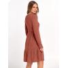 imageANRABESS Womens Long Sleeve 2025 Fall Short Dress Casual Ribbed Knit Crewneck Flowy A Line Mini Sweater Dresses with PocketsBurnt Orange