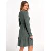 imageANRABESS Womens Long Sleeve 2025 Fall Short Dress Casual Ribbed Knit Crewneck Flowy A Line Mini Sweater Dresses with PocketsGray Green