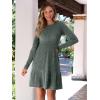 imageANRABESS Womens Long Sleeve 2025 Fall Short Dress Casual Ribbed Knit Crewneck Flowy A Line Mini Sweater Dresses with PocketsGray Green