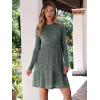 imageANRABESS Womens Long Sleeve 2025 Fall Short Dress Casual Ribbed Knit Crewneck Flowy A Line Mini Sweater Dresses with PocketsGray Green