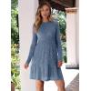 imageANRABESS Womens Long Sleeve 2025 Fall Short Dress Casual Ribbed Knit Crewneck Flowy A Line Mini Sweater Dresses with PocketsGrey Blue