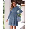 imageANRABESS Womens Long Sleeve 2025 Fall Short Dress Casual Ribbed Knit Crewneck Flowy A Line Mini Sweater Dresses with PocketsGrey Blue