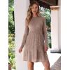 imageANRABESS Womens Long Sleeve 2025 Fall Short Dress Casual Ribbed Knit Crewneck Flowy A Line Mini Sweater Dresses with PocketsKhaki