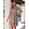 imageANRABESS Womens Long Sleeve 2025 Fall Short Dress Casual Ribbed Knit Crewneck Flowy A Line Mini Sweater Dresses with PocketsKhaki