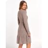 imageANRABESS Womens Long Sleeve 2025 Fall Short Dress Casual Ribbed Knit Crewneck Flowy A Line Mini Sweater Dresses with PocketsKhaki
