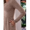 imageANRABESS Womens Long Sleeve 2025 Fall Short Dress Casual Ribbed Knit Crewneck Flowy A Line Mini Sweater Dresses with PocketsKhaki