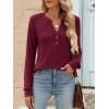 imageANRABESS Womens Long Sleeve Shirts 2025 Fall Henley Business Casual Tops Cute TShirts Work Blouses Outfits Vacation ClothesBurgundy