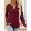 imageANRABESS Womens Long Sleeve Shirts 2025 Fall Henley Business Casual Tops Cute TShirts Work Blouses Outfits Vacation ClothesBurgundy