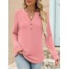 imageANRABESS Womens Long Sleeve Shirts 2025 Fall Henley Business Casual Tops Cute TShirts Work Blouses Outfits Vacation ClothesCoral Pink