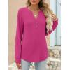 imageANRABESS Womens Long Sleeve Shirts 2025 Fall Henley Business Casual Tops Cute TShirts Work Blouses Outfits Vacation ClothesHot Pink