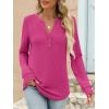 imageANRABESS Womens Long Sleeve Shirts 2025 Fall Henley Business Casual Tops Cute TShirts Work Blouses Outfits Vacation ClothesHot Pink