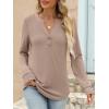 imageANRABESS Womens Long Sleeve Shirts 2025 Fall Henley Business Casual Tops Cute TShirts Work Blouses Outfits Vacation ClothesLight Brown