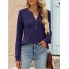 imageANRABESS Womens Long Sleeve Shirts 2025 Fall Henley Business Casual Tops Cute TShirts Work Blouses Outfits Vacation ClothesNavy Blue