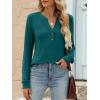 imageANRABESS Womens Long Sleeve Shirts 2025 Fall Henley Business Casual Tops Cute TShirts Work Blouses Outfits Vacation ClothesTeal