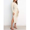 imageANRABESS Womens Long Sleeve Sweater Dress Crew Neck Slim Fit Slit Tie Waist 2025 Ribbed Knit Bodycon Midi Dress Fall OutfitsBeige