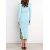 imageANRABESS Womens Long Sleeve Sweater Dress Crew Neck Slim Fit Slit Tie Waist 2025 Ribbed Knit Bodycon Midi Dress Fall OutfitsBlue