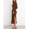 imageANRABESS Womens Long Sleeve Sweater Dress Crew Neck Slim Fit Slit Tie Waist 2025 Ribbed Knit Bodycon Midi Dress Fall OutfitsBrown
