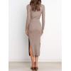 imageANRABESS Womens Long Sleeve Sweater Dress Crew Neck Slim Fit Slit Tie Waist 2025 Ribbed Knit Bodycon Midi Dress Fall OutfitsCamel