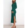 imageANRABESS Womens Long Sleeve Sweater Dress Crew Neck Slim Fit Slit Tie Waist 2025 Ribbed Knit Bodycon Midi Dress Fall OutfitsDark Green