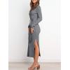 imageANRABESS Womens Long Sleeve Sweater Dress Crew Neck Slim Fit Slit Tie Waist 2025 Ribbed Knit Bodycon Midi Dress Fall OutfitsDark Grey