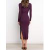 imageANRABESS Womens Long Sleeve Sweater Dress Crew Neck Slim Fit Slit Tie Waist 2025 Ribbed Knit Bodycon Midi Dress Fall OutfitsDark Purple