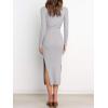 imageANRABESS Womens Long Sleeve Sweater Dress Crew Neck Slim Fit Slit Tie Waist 2025 Ribbed Knit Bodycon Midi Dress Fall OutfitsLight Grey