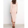 imageANRABESS Womens Long Sleeve Sweater Dress Crew Neck Slim Fit Slit Tie Waist 2025 Ribbed Knit Bodycon Midi Dress Fall OutfitsPink