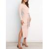 imageANRABESS Womens Long Sleeve Sweater Dress Crew Neck Slim Fit Slit Tie Waist 2025 Ribbed Knit Bodycon Midi Dress Fall OutfitsPink