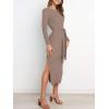 imageANRABESS Womens Long Sleeve Sweater Dress Crew Neck Slim Fit Slit Tie Waist 2025 Ribbed Knit Bodycon Midi Dress Fall OutfitsPink Almond