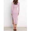 imageANRABESS Womens Long Sleeve Sweater Dress Crew Neck Slim Fit Slit Tie Waist 2025 Ribbed Knit Bodycon Midi Dress Fall OutfitsPurple