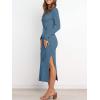 imageANRABESS Womens Long Sleeve Sweater Dress Crew Neck Slim Fit Slit Tie Waist 2025 Ribbed Knit Bodycon Midi Dress Fall OutfitsTeal