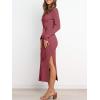 imageANRABESS Womens Long Sleeve Sweater Dress Crew Neck Slim Fit Slit Tie Waist 2025 Ribbed Knit Bodycon Midi Dress Fall OutfitsWatermelon Red