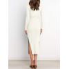 imageANRABESS Womens Long Sleeve Sweater Dress Crew Neck Slim Fit Slit Tie Waist 2025 Ribbed Knit Bodycon Midi Dress Fall OutfitsWhite