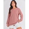 imageANRABESS Womens Oversized Sweatshirts Crewneck Long Sleeve Tunic Pullover Shirts Side Zipper Hoodies 2025 Fall ClothesDark Pink