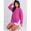 imageANRABESS Womens Oversized Sweatshirts Crewneck Long Sleeve Tunic Pullover Shirts Side Zipper Hoodies 2025 Fall ClothesHot Pink