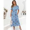 imageANRABESS Womens Summer Short Sleeve Maxi Dress 2025 Casual V Neck High Waist ALine Flowy Loose Tiered Boho Long DressesBlue Geometry