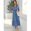 imageANRABESS Womens Summer Short Sleeve Maxi Dress 2025 Casual V Neck High Waist ALine Flowy Loose Tiered Boho Long DressesDark Blue