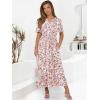 imageANRABESS Womens Summer Short Sleeve Maxi Dress 2025 Casual V Neck High Waist ALine Flowy Loose Tiered Boho Long DressesDeep Pink Floral