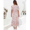 imageANRABESS Womens Summer Short Sleeve Maxi Dress 2025 Casual V Neck High Waist ALine Flowy Loose Tiered Boho Long DressesDeep Pink Floral