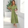 imageANRABESS Womens Summer Short Sleeve Maxi Dress 2025 Casual V Neck High Waist ALine Flowy Loose Tiered Boho Long DressesGreen Geometry