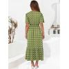 imageANRABESS Womens Summer Short Sleeve Maxi Dress 2025 Casual V Neck High Waist ALine Flowy Loose Tiered Boho Long DressesGreen Geometry