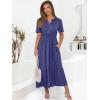 imageANRABESS Womens Summer Short Sleeve Maxi Dress 2025 Casual V Neck High Waist ALine Flowy Loose Tiered Boho Long DressesNavy Blue