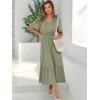 imageANRABESS Womens Summer Short Sleeve Maxi Dress 2025 Casual V Neck High Waist ALine Flowy Loose Tiered Boho Long DressesOlive Green