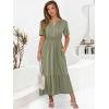 imageANRABESS Womens Summer Short Sleeve Maxi Dress 2025 Casual V Neck High Waist ALine Flowy Loose Tiered Boho Long DressesOlive Green